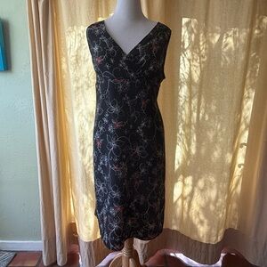 Venezia Black Sheath Midi Dress V-neck Sleeveless